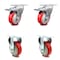 Service Caster 4 Inch Red Polyurethane Swivel Top Plate Caster Lock Brakes 2 Rigid SCC, 2PK SCC-TTL20S414-PPUB-RED-2-R-2 - alternate 1